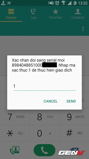 Nhập 1 để xác nhận đổi SIM 4G tại nhà